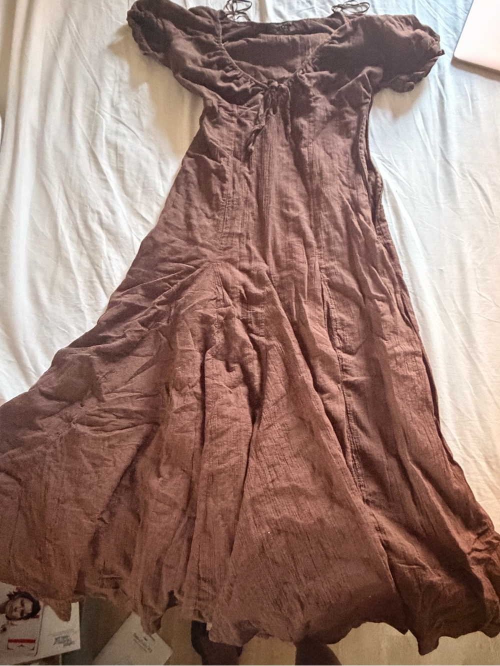 Zara Chocolate Brown Maxi Dress with Tie-Front - Picture 5 of 11